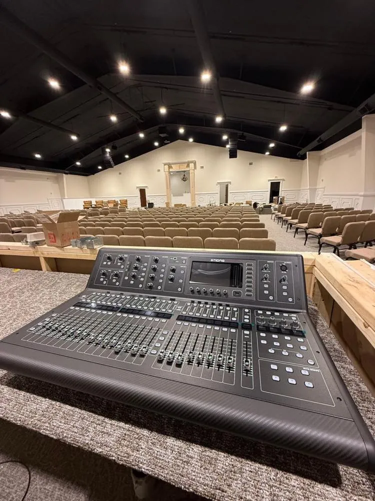 Mixing console installed by Phase 3 Live in a new church auditorium