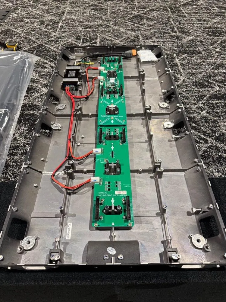 Rear of an LED video wall panel during assembly for a Phase 3 Live video wall installation.