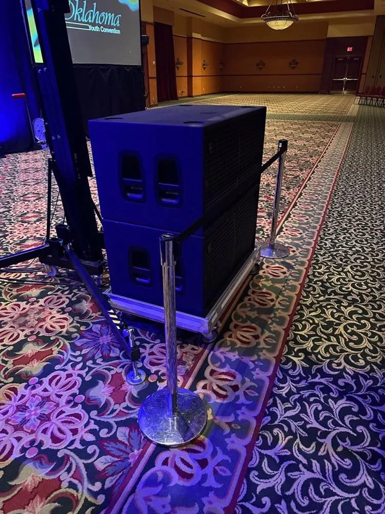 Subwoofer stack deployed by Phase 3 Live at the Oklahoma Youth Convention