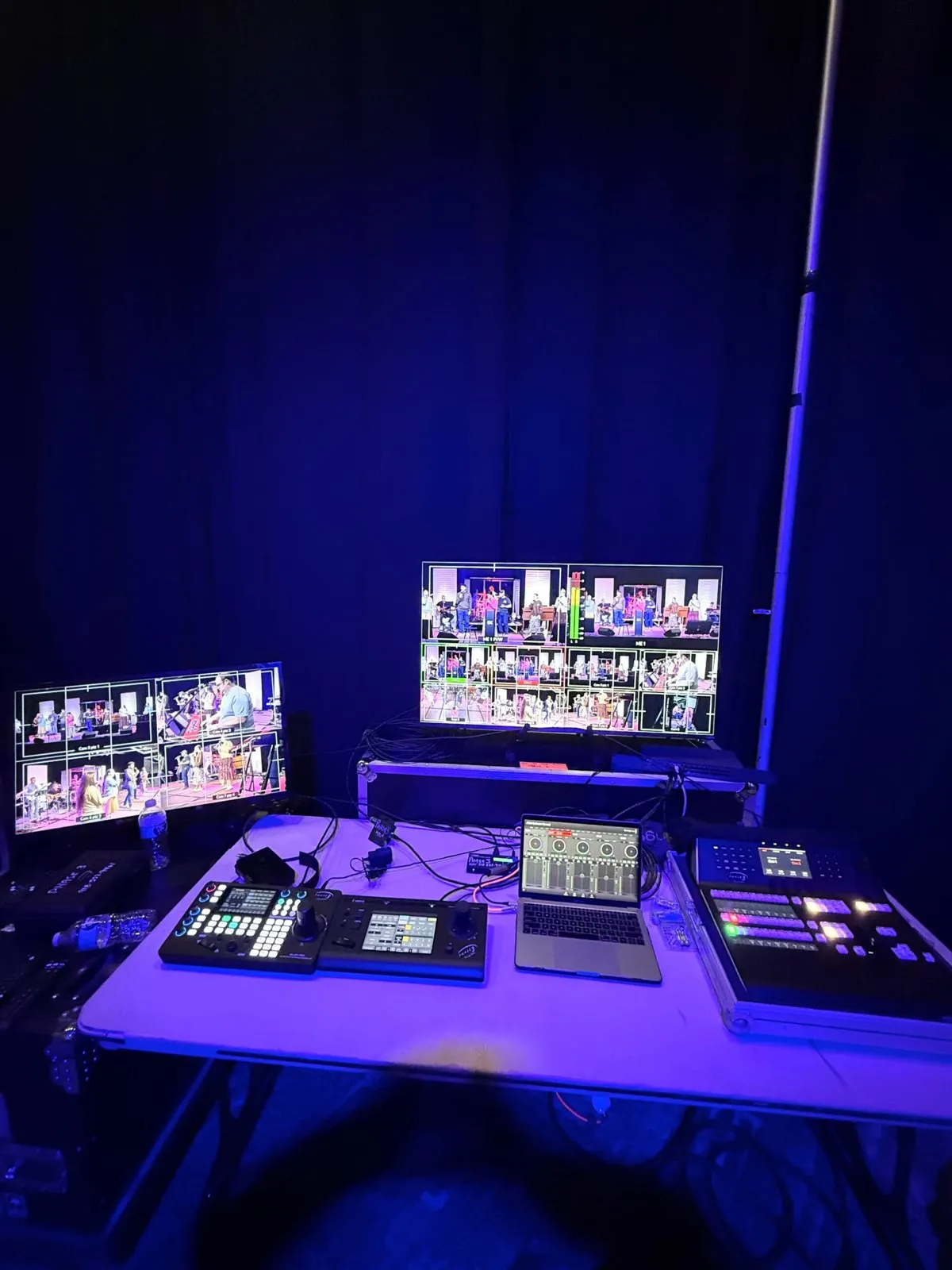 Video production control station with multiview monitors operated by Phase 3 Live